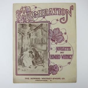 Sheet Music Admiration Howard Whitney Swope Co Greenville Ohio Antique 1906 RARE